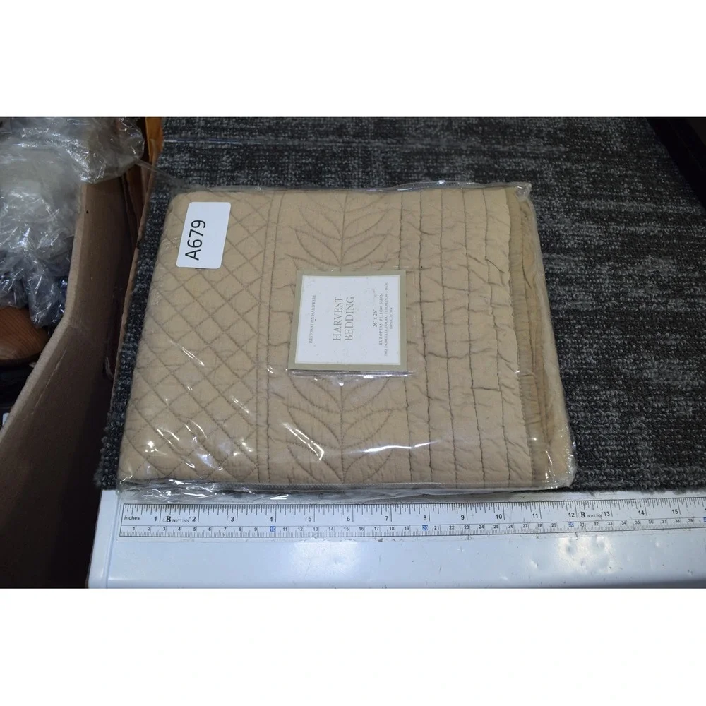 NOS Restoration Hardware Harvest Bedding European Pillow Sham 26x26 Tan NEW